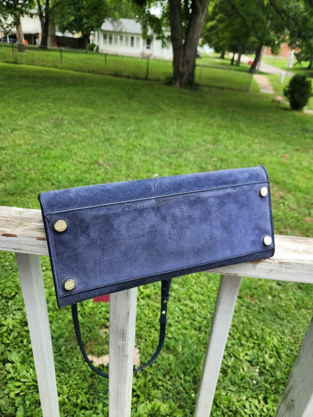 Kate Spade Navy Suede Tote Bag with Removable Strap NWT